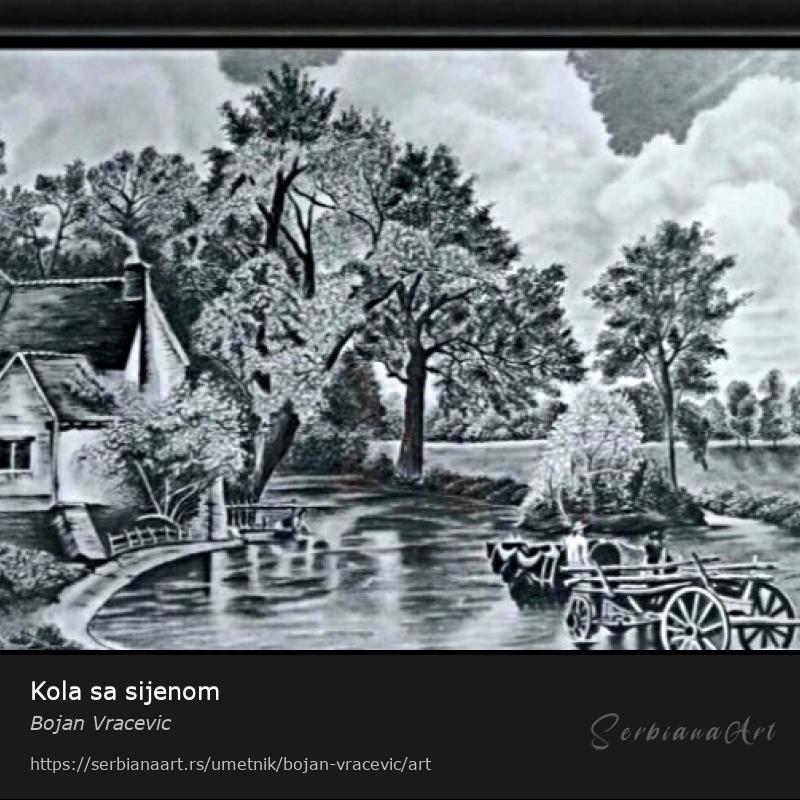 Kola sa sijenom, Pastel/Papir, Bojan Vracevic