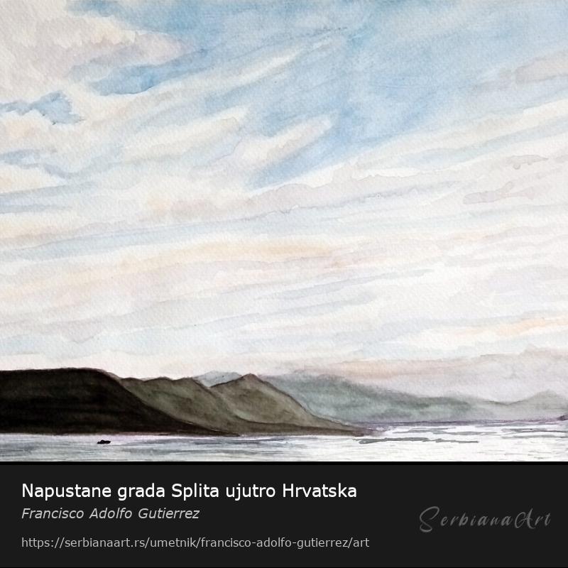 Napustane grada Splita ujutro Hrvatska, Vodene boje/Papir, Francisco Adolfo Gutierrez