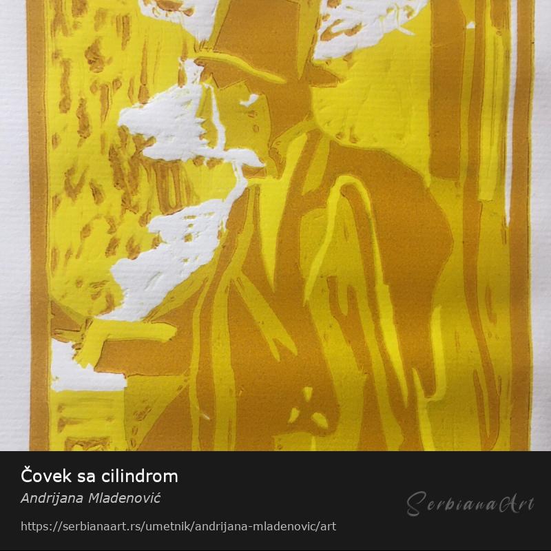 Čovek sa cilindrom, Grafika/Papir, Andrijana Mladenović