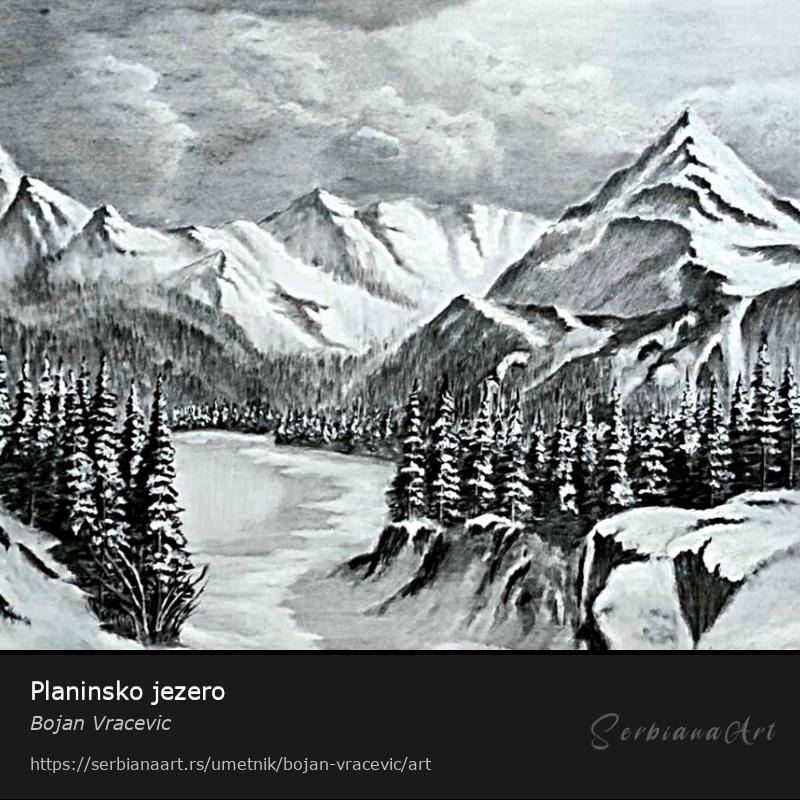 Planinsko jezero, Pastel/Papir, Bojan Vracevic