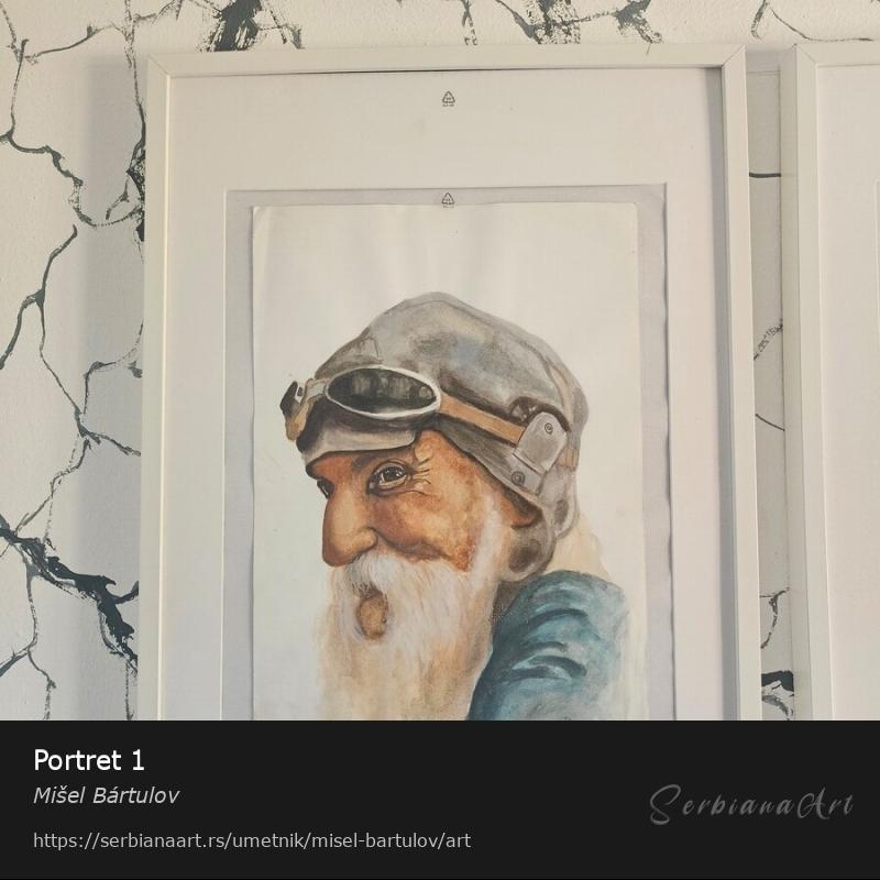 Portret 1, Vodene boje/Papir, Mišel Bártulov