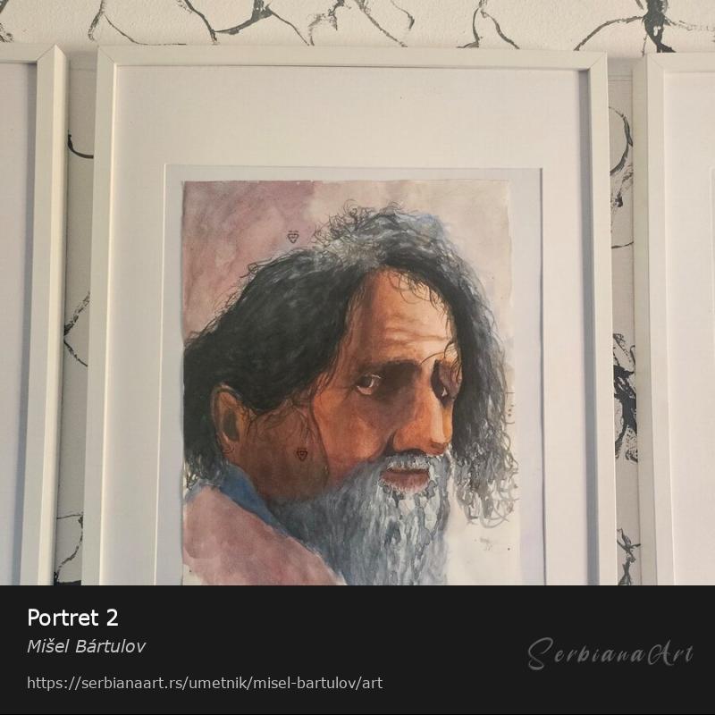 Portret 2, Vodene boje/Papir, Mišel Bártulov