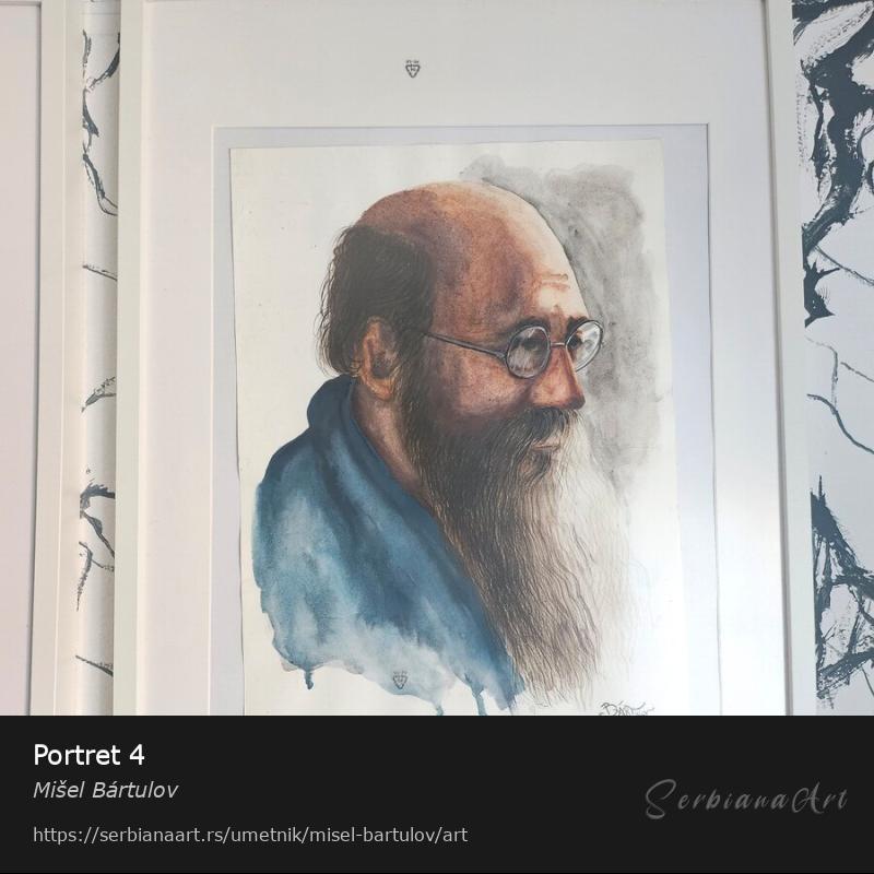 Portret 4, Vodene boje/Papir, Mišel Bártulov