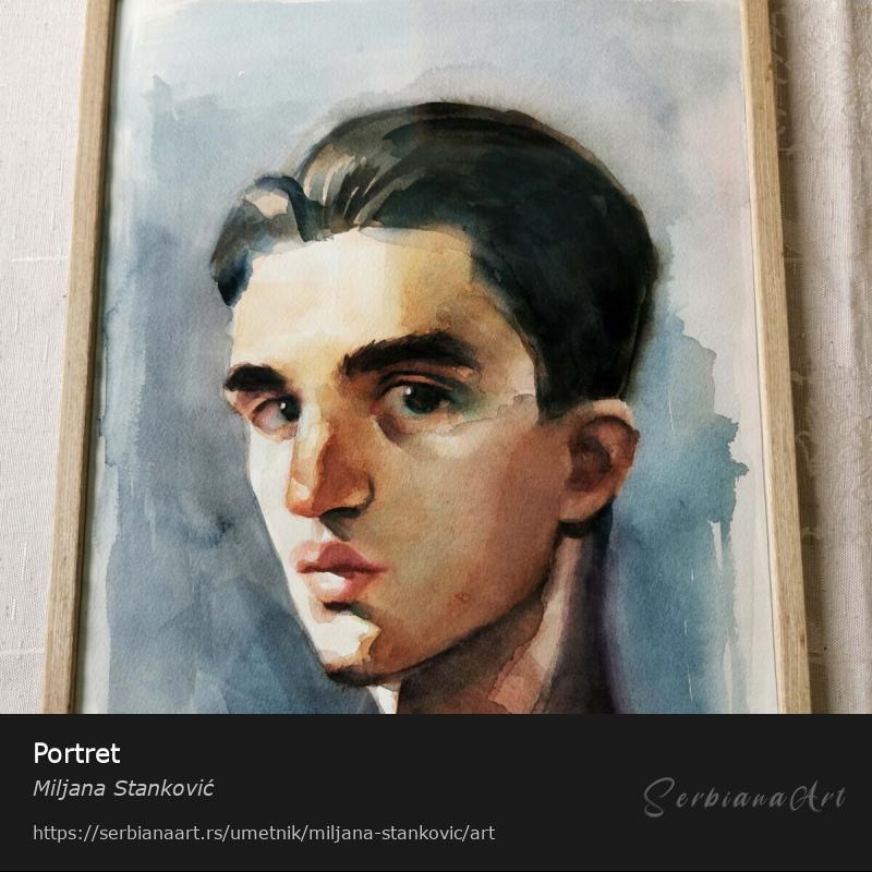 Portret, Vodene boje/Papir, Miljana Stanković