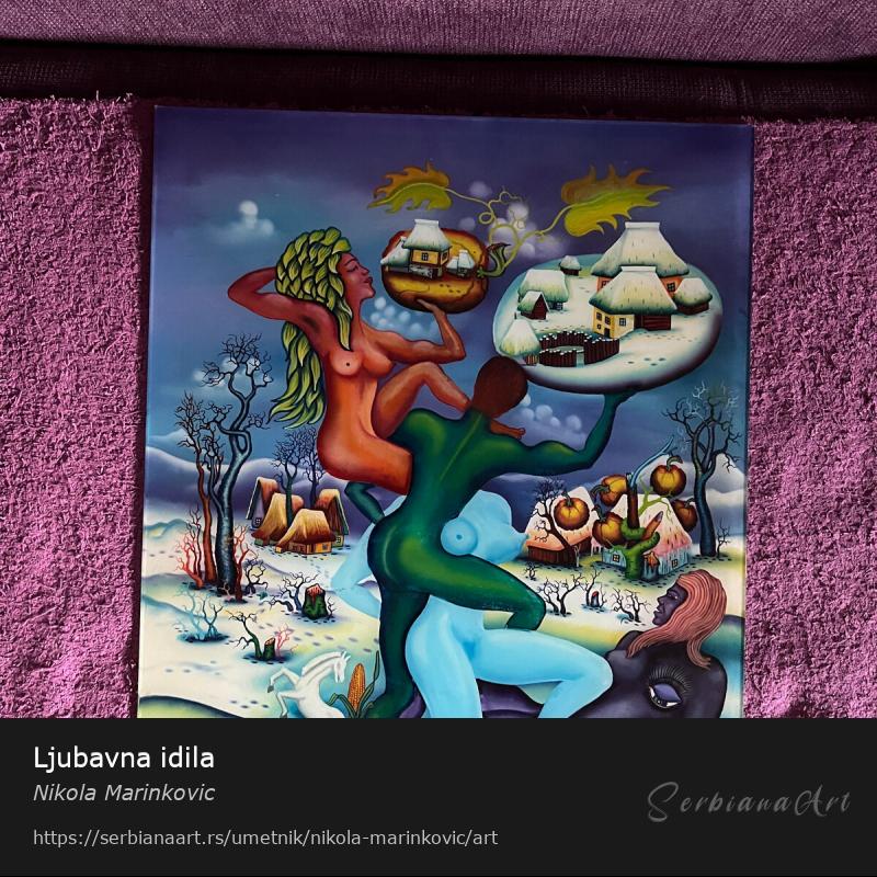 Ljubavna idila, Ulje/Staklo, Nikola Marinkovic