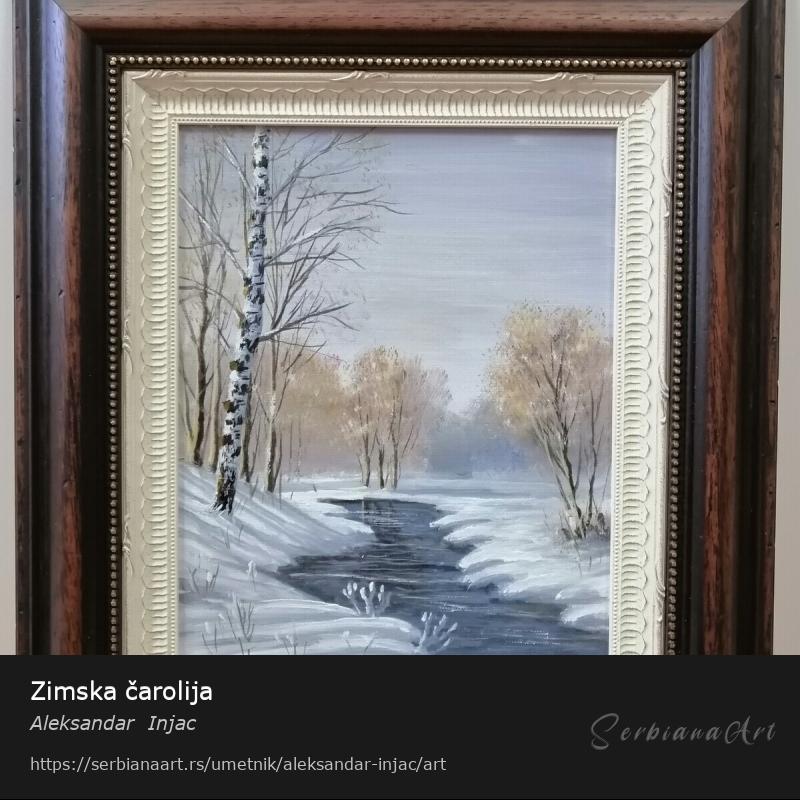 Zimska čarolija, Ulje/Platno, Aleksandar  Injac