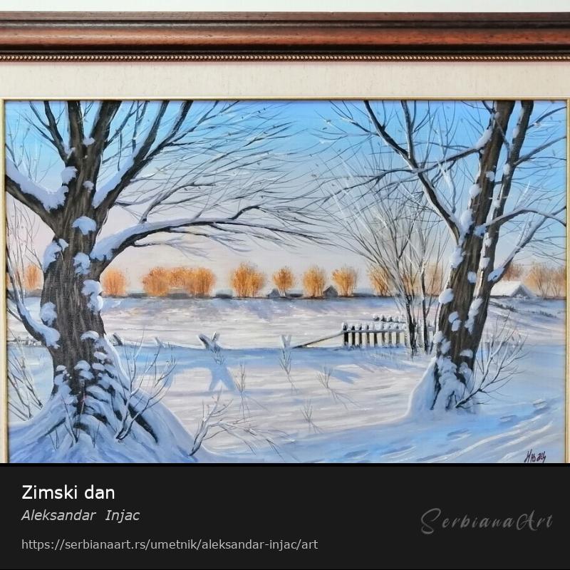 Zimski dan, Ulje/Platno, Aleksandar  Injac