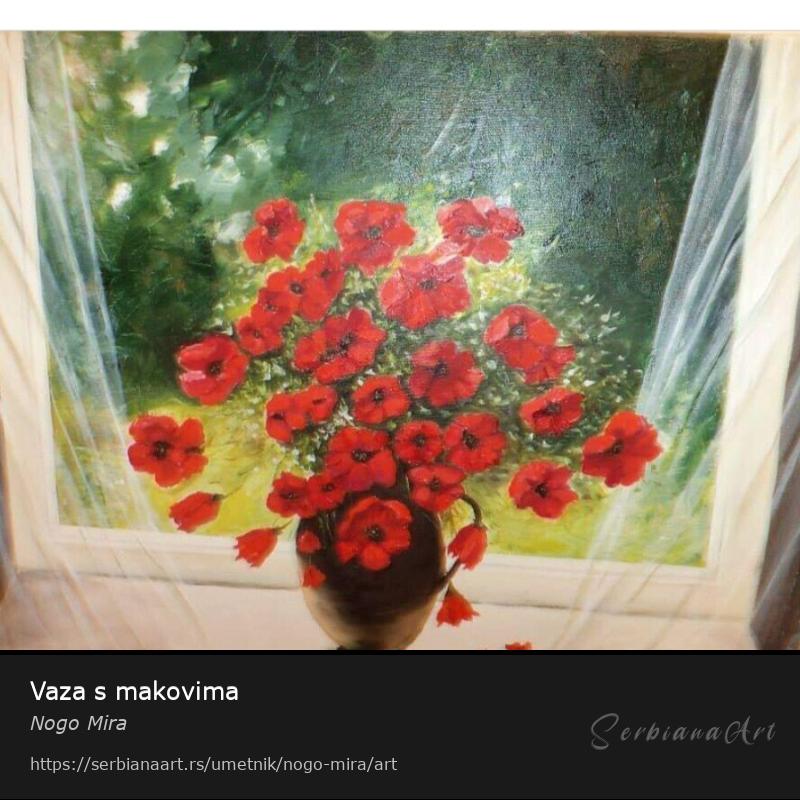 Vaza s makovima, Ulje/Platno, Nogo Mira