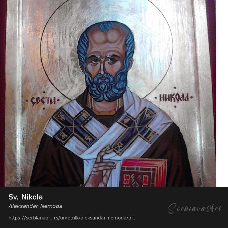 Sv. Nikola, Jajčana tempera/Drvo, Aleksandar Nemoda