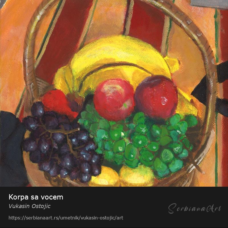 Korpa sa vocem, Akrilik/Papir, Vukasin Ostojic