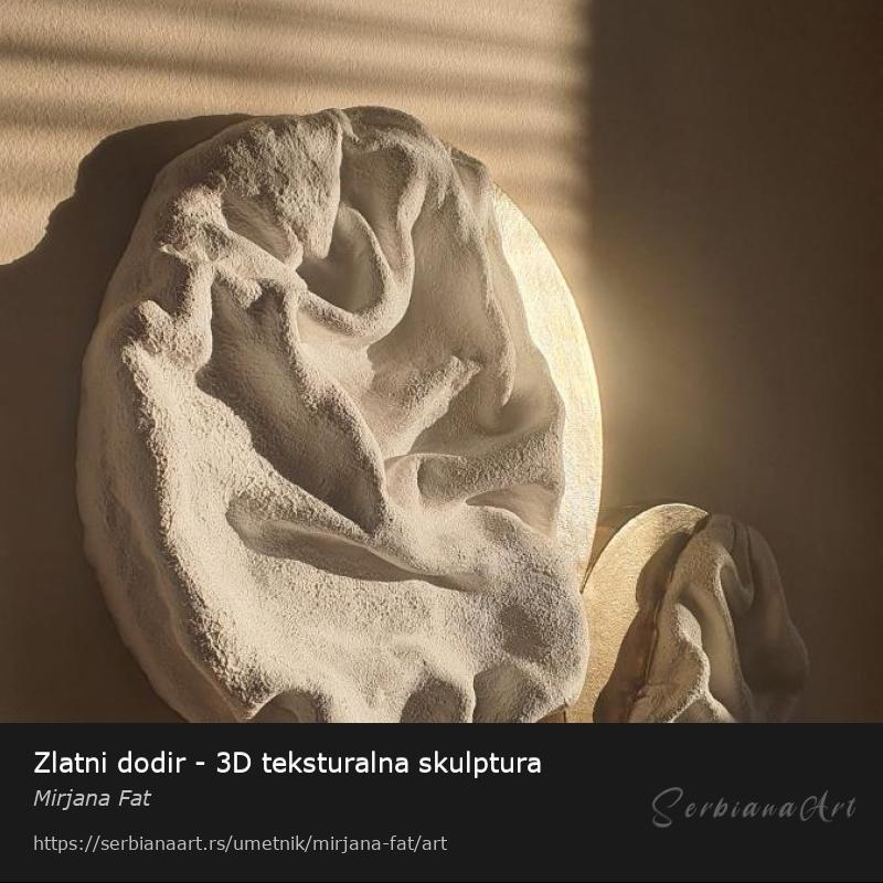Zlatni dodir - 3D teksturalna skulptura, Kombinovano/Glina, Mirjana Fat