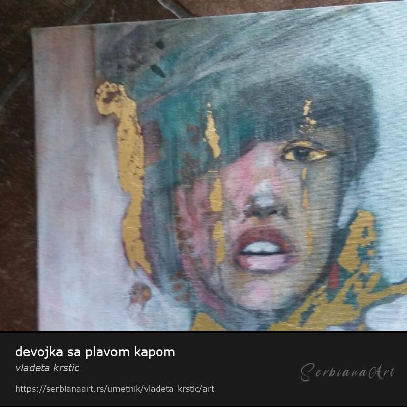 devojka sa plavom kapom, Akrilik/Platno, vladeta krstic