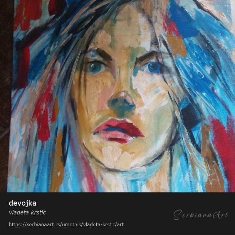 devojka, Akrilik/Karton, vladeta krstic