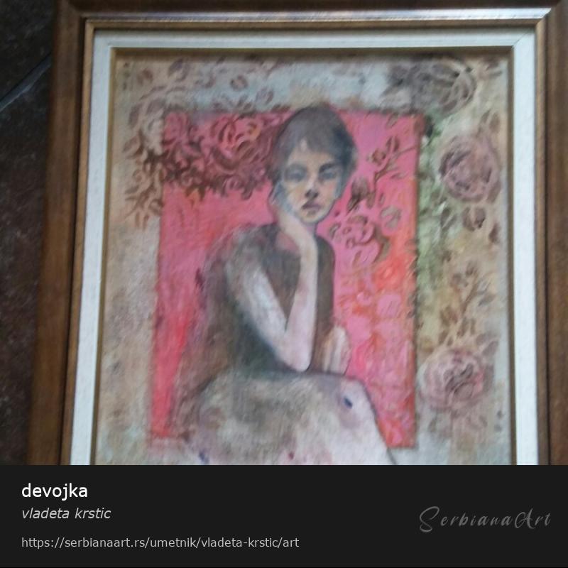 devojka, Kombinovano/Platno, vladeta krstic