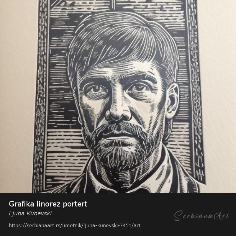 Grafika linorez portert, Grafika/Papir, Ljuba Kunevski