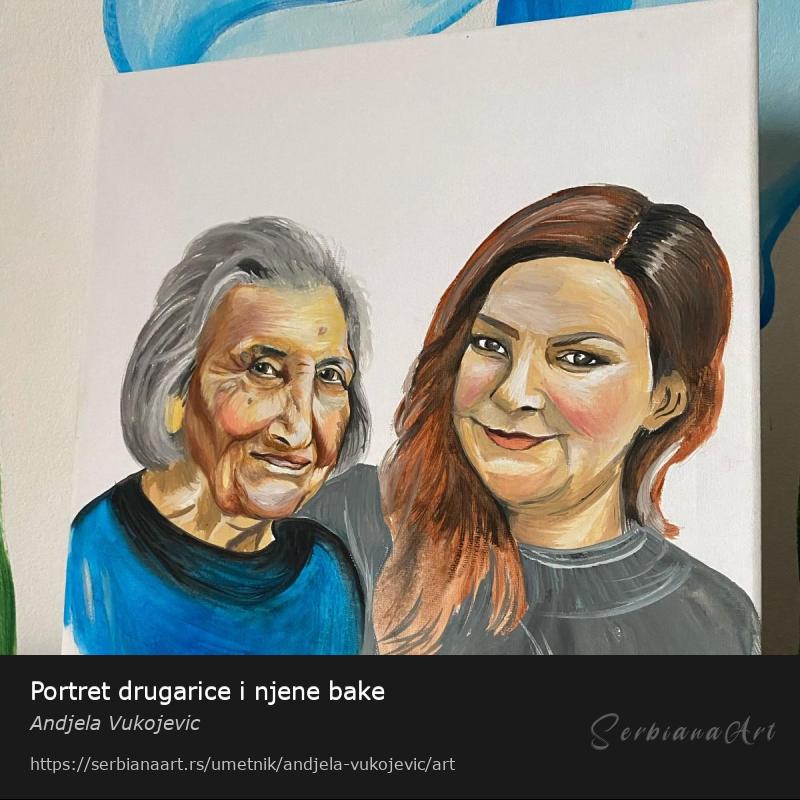 Portret drugarice i njene bake, Akrilik/Platno, Andjela Vukojevic