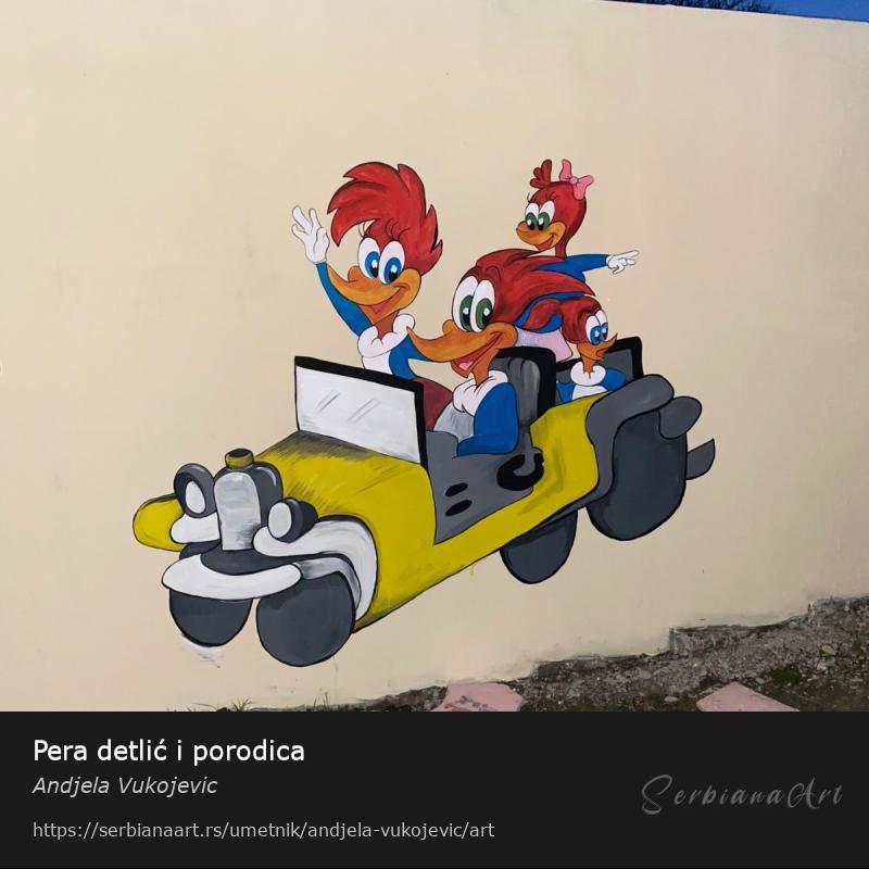 Pera detlić i porodica, Akrilik/Neodređeno, Andjela Vukojevic
