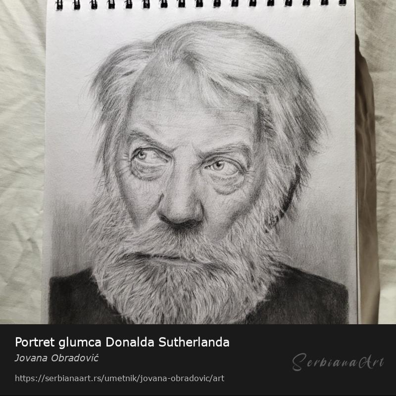 Portret glumca Donalda Sutherlanda, Olovka/Papir, Jovana Obradović