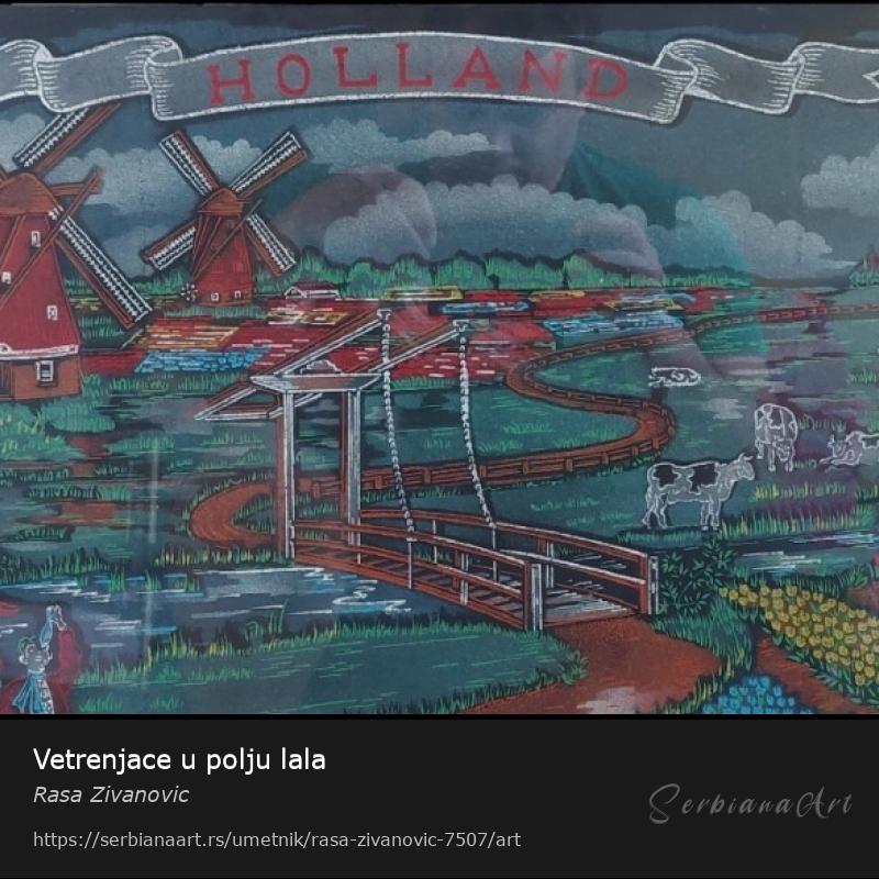 Vetrenjace u polju lala, Tempera/Drvo, Rasa Zivanovic