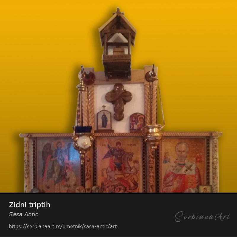 Zidni triptih, Rezbarija/Drvo, Sasa Antic