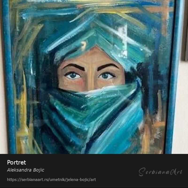 Portret, Akrilik/Karton, Aleksandra Bojic
