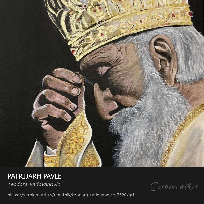 PATRIJARH PAVLE, Akrilik/Platno, Teodora Radovanovic