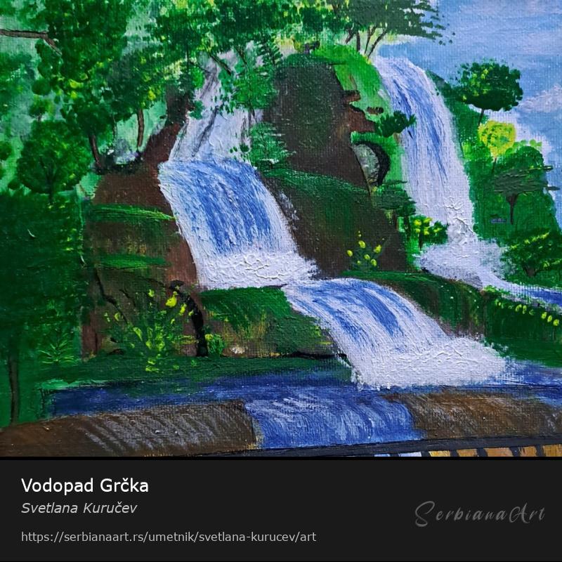 Vodopad Grčka, Akrilik/Platno, Svetlana Kuručev