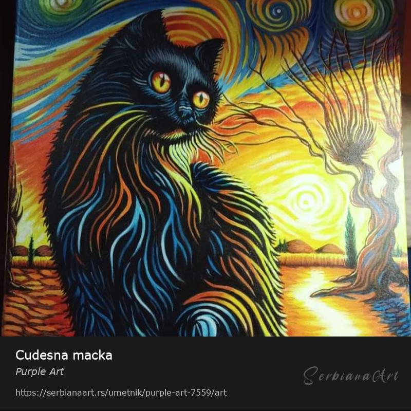 Cudesna macka, Akrilik/Platno, Purple Art