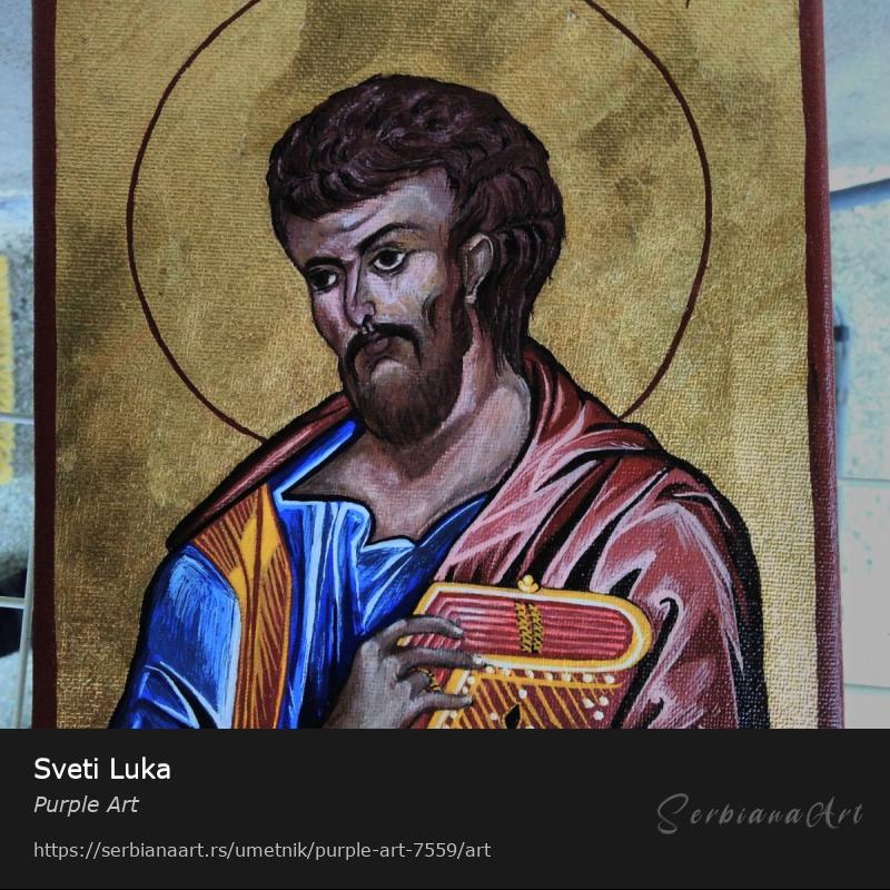 Sveti Luka, Jajčana tempera/Platno, Purple Art