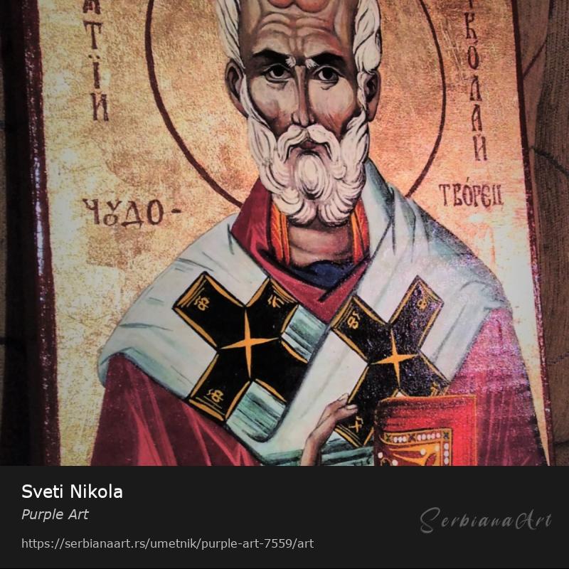 Sveti Nikola, Jajčana tempera/Platno, Purple Art