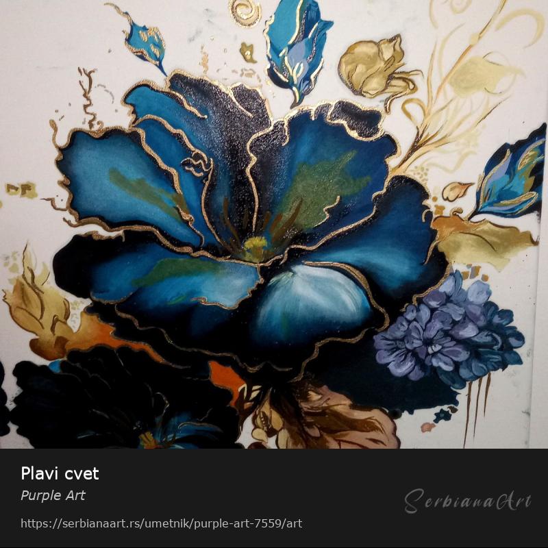 Plavi cvet, Ulje/Platno, Purple Art