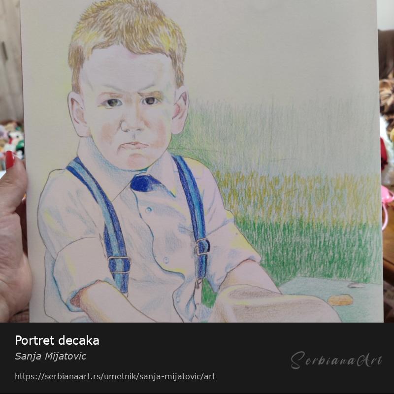 Portret decaka, Kombinovano/Papir, Sanja Mijatovic