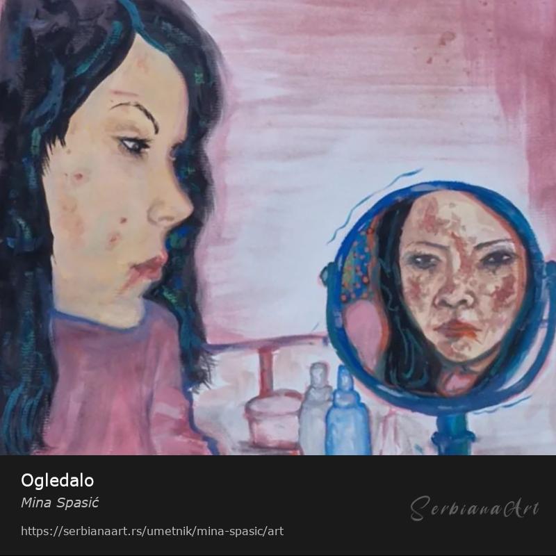 Ogledalo, Tempera/Papir, Mina Spasić