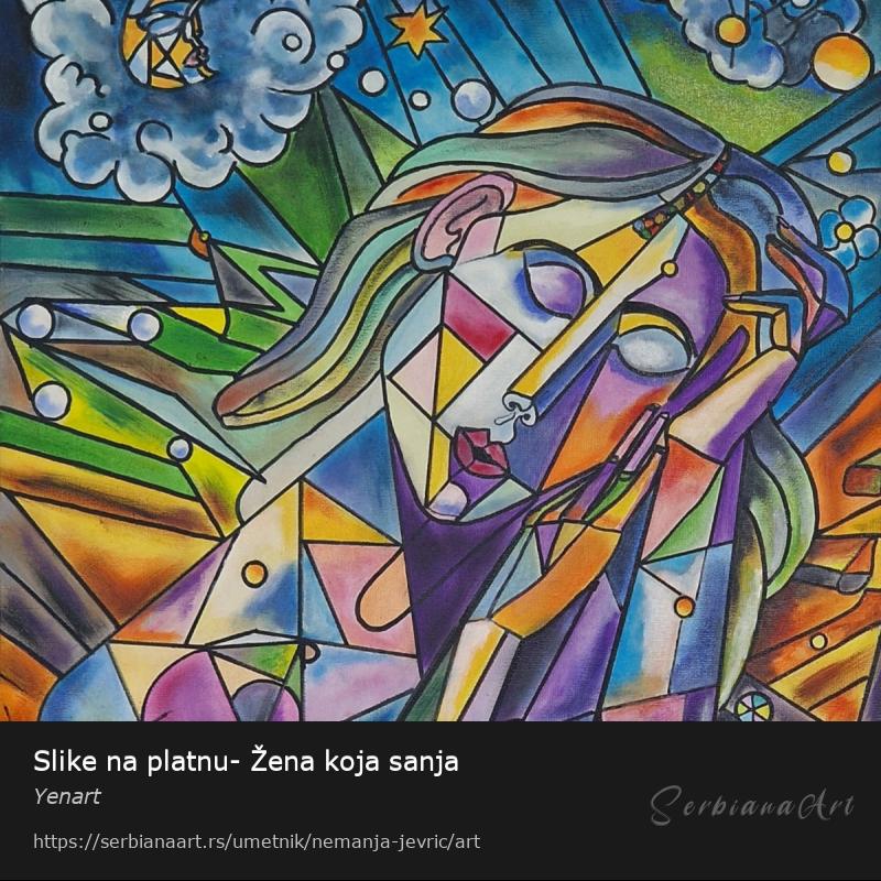 Slike na platnu- Žena koja sanja, Akrilik/Platno, Yenart