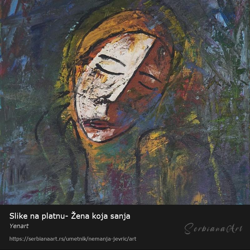 Slike na platnu- Žena koja sanja, Akrilik/Platno, Yenart