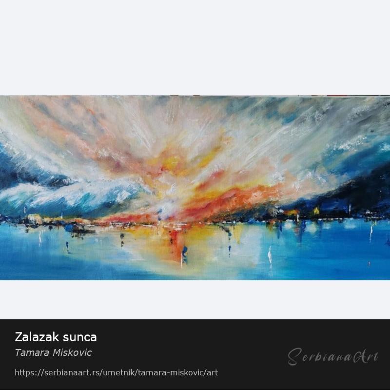 Zalazak sunca, Ulje/Platno, Tamara Miskovic