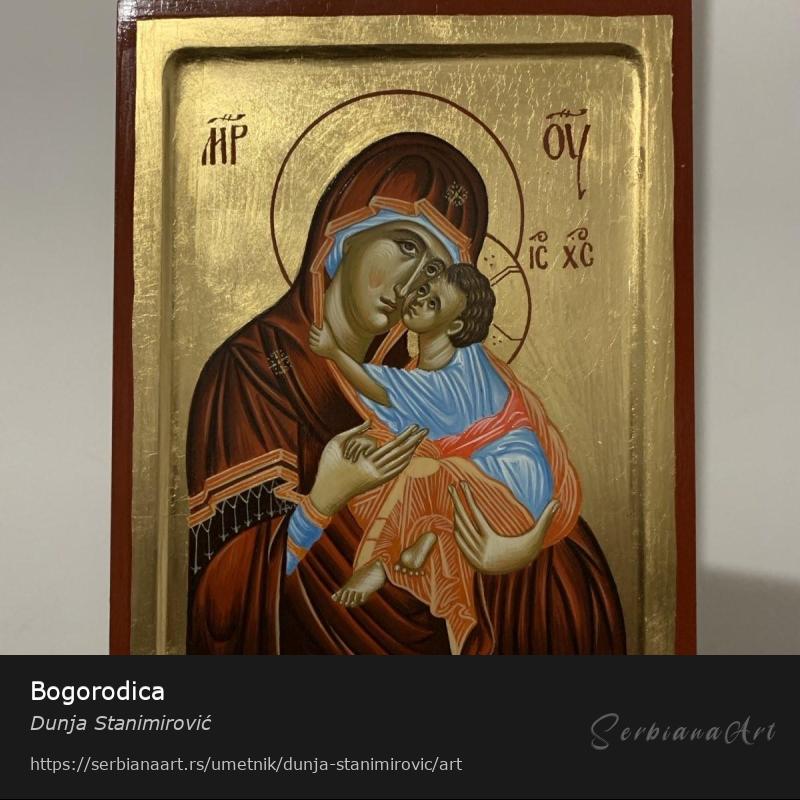 Bogorodica, Jajčana tempera/Drvo, Dunja Stanimirović