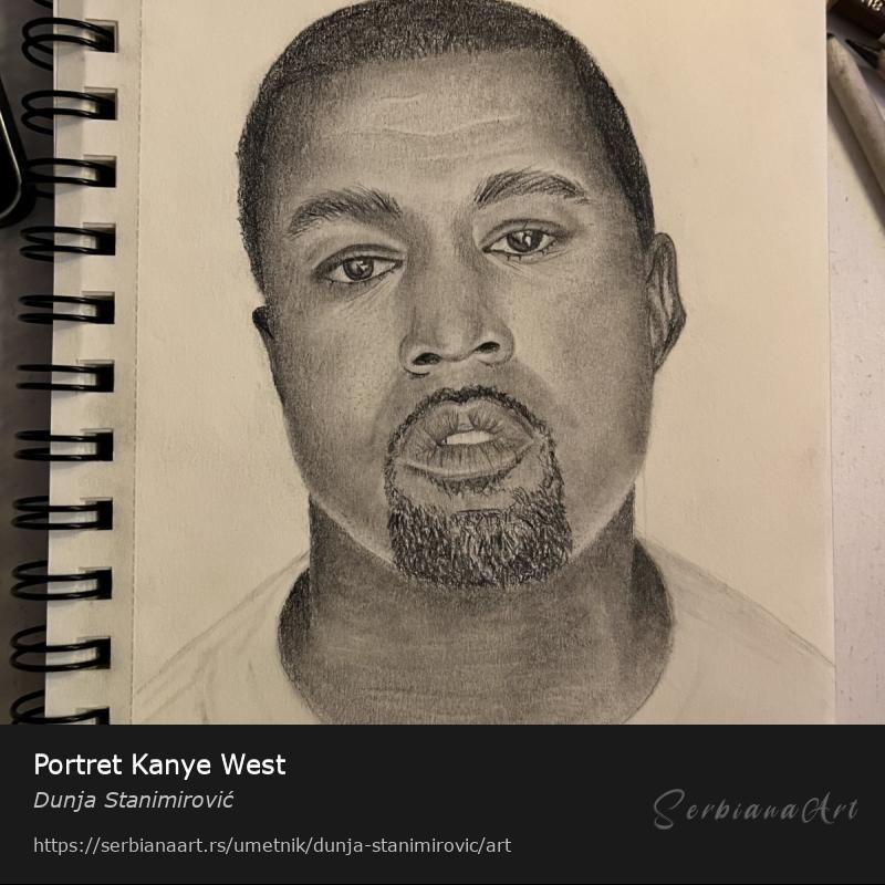 Portret Kanye West, Grafika/Papir, Dunja Stanimirović