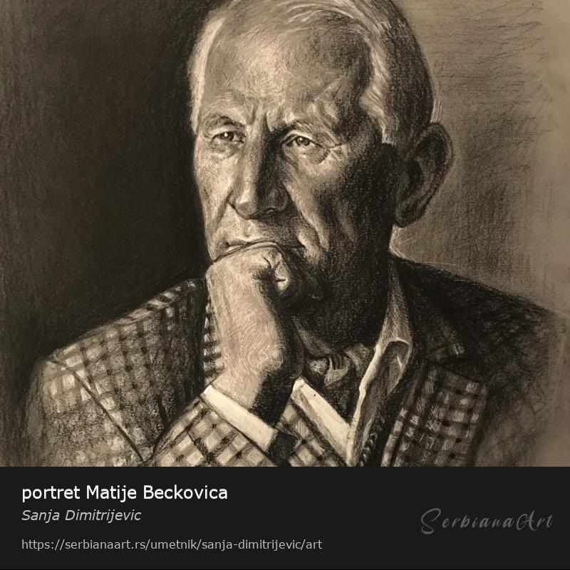 portret Matije Beckovica, Ugljen/Papir, Sanja Dimitrijevic