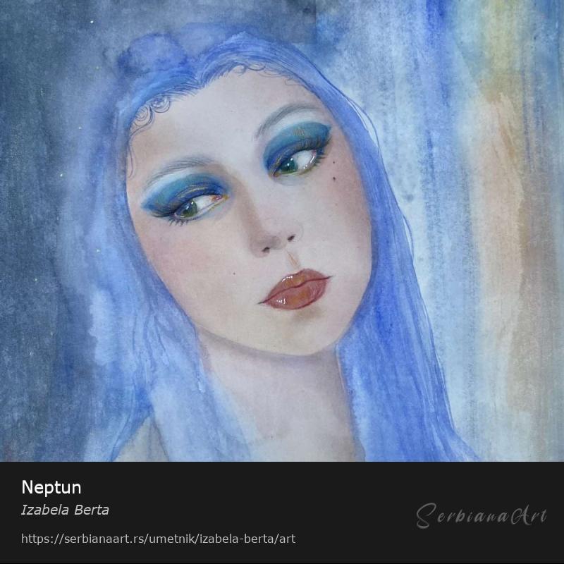 Neptun, Vodene boje/Papir, Izabela Berta