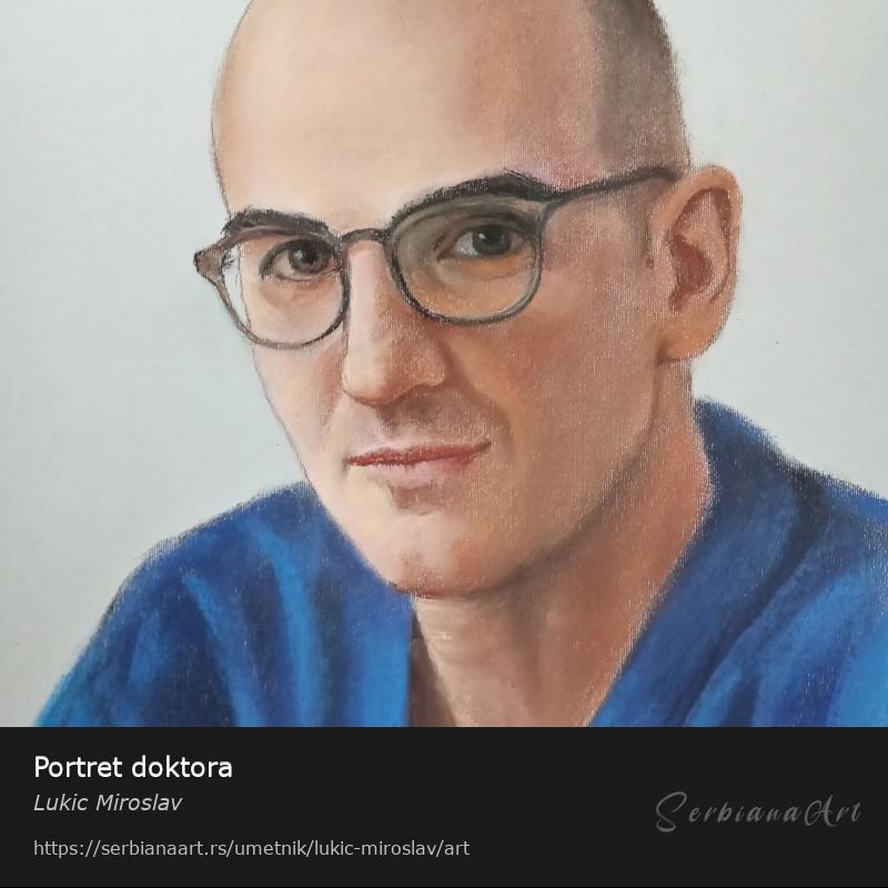 Portret doktora, Pastel/Papir, Lukic Miroslav