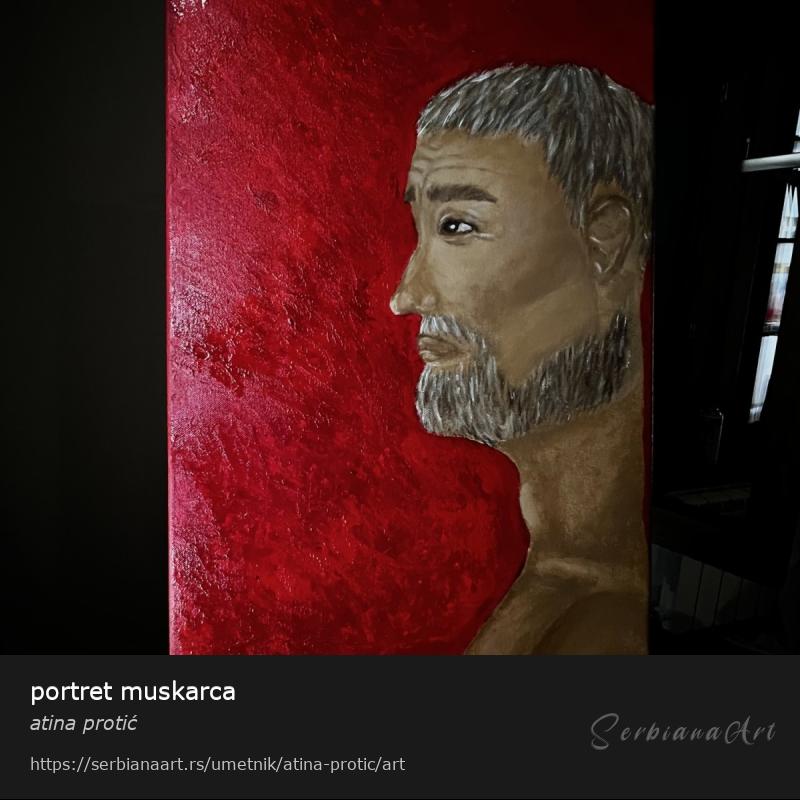 portret muskarca, Akrilik/Platno, atina protić
