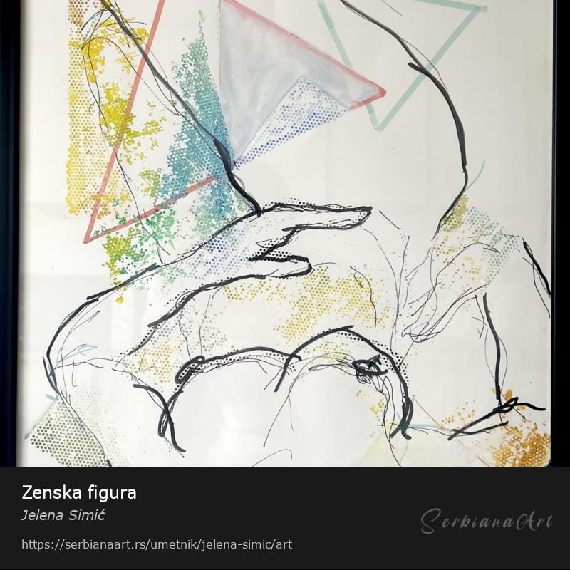 Zenska figura, Kombinovano/Papir, Jelena Simić