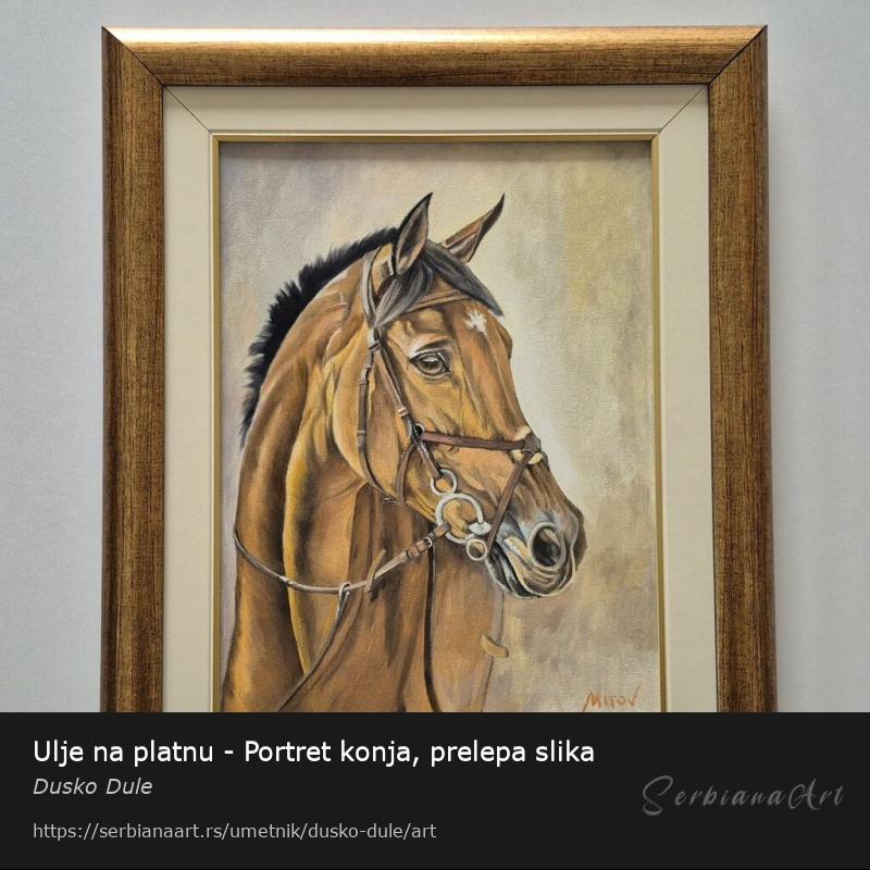 Ulje na platnu - Portret konja, prelepa slika, Ulje/Platno, Dusko Dule