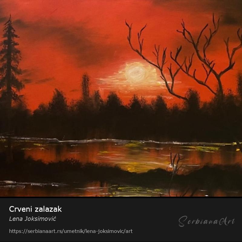Crveni zalazak, Ulje/Platno, Lena Joksimović