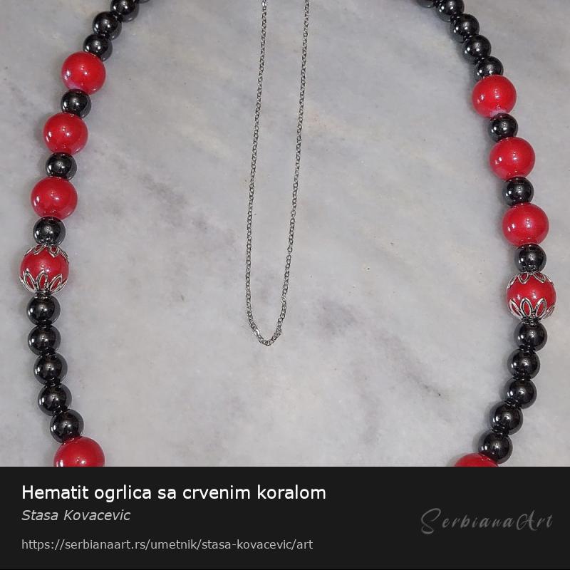 Hematit ogrlica sa crvenim koralom, Nakit/Kombinovano, Stasa Kovacevic