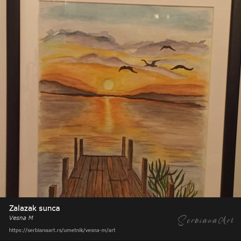 Zalazak sunca, Vodene boje/Papir, Vesna M