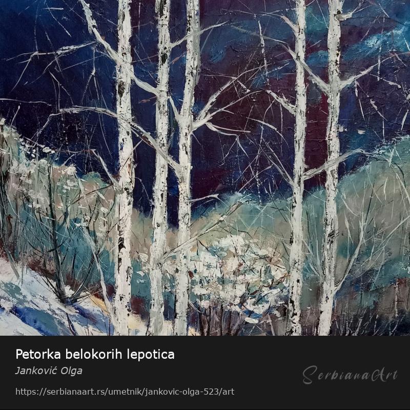Petorka belokorih lepotica, Akrilik/Platno, Janković Olga