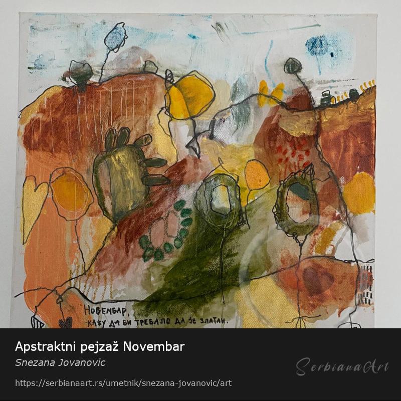 Apstraktni pejzaž Novembar, Akrilik/Platno, Snezana Jovanovic