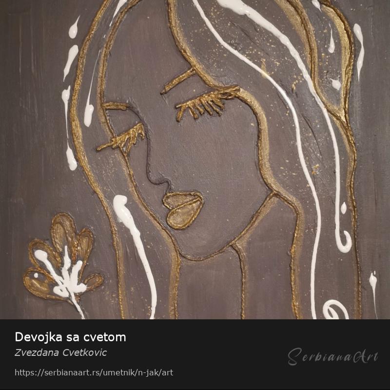 Devojka sa cvetom, Akrilik/Platno, Zvezdana Cvetkovic